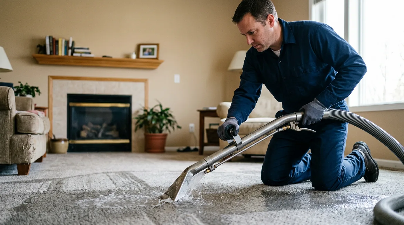 Water damage restoration technician working near Correctionville, IA
